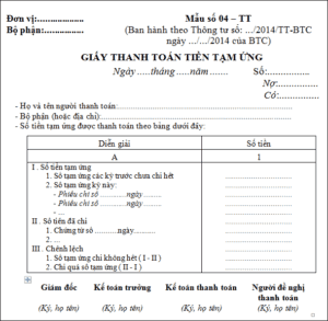 Giấy đề nghị thanh toán tạm ứng và hướng dẫn cách lập theo Thông ...