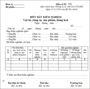 Mẫu Bb Kiểm Nghiệm Vật Tư, Công Cụ, Sp, Hàng Hoá Và Cách Lập Theo Tt 200 -  Kế Toán Hà Nội Group