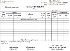 Mẫu Sổ Nhật Ký Chung Và Cách Lập Theo Thông Tư 200/2014/Tt-Btc - Kế Toán Hà  Nội Group