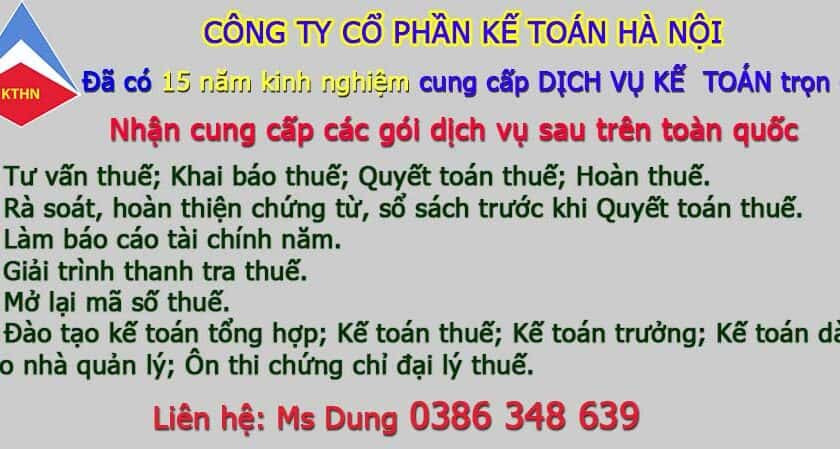 Dịch vụ báo cáo thuế tại Sóc Sơn Hà Nội