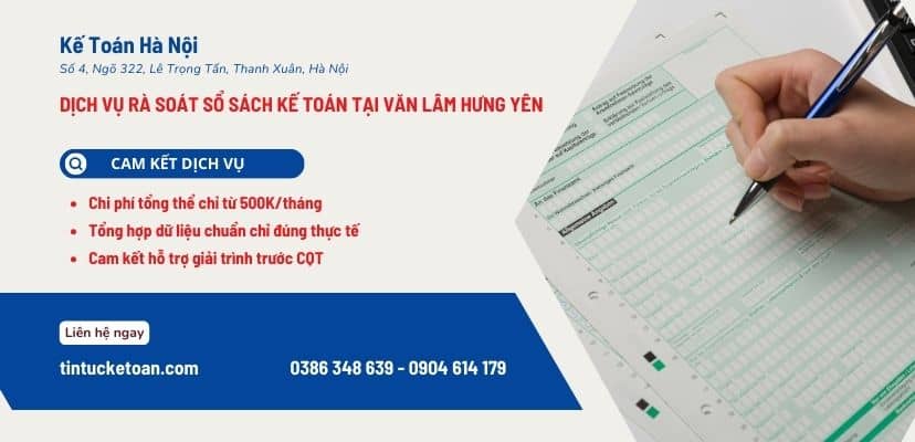 dịch vụ rà soát sổ sách kế toán tại Văn Lâm Hưng Yên