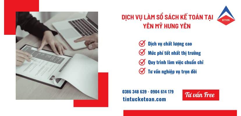 Dịch vụ làm sổ sách kế toán tại Yên Mỹ Hưng Yên 