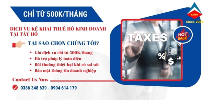 Dịch vụ kê khai thuế hộ kinh doanh tại Tây Hồ 