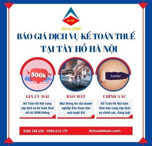 Báo giá dịch vụ kế toán thuế tại Tây Hồ Hà Nội